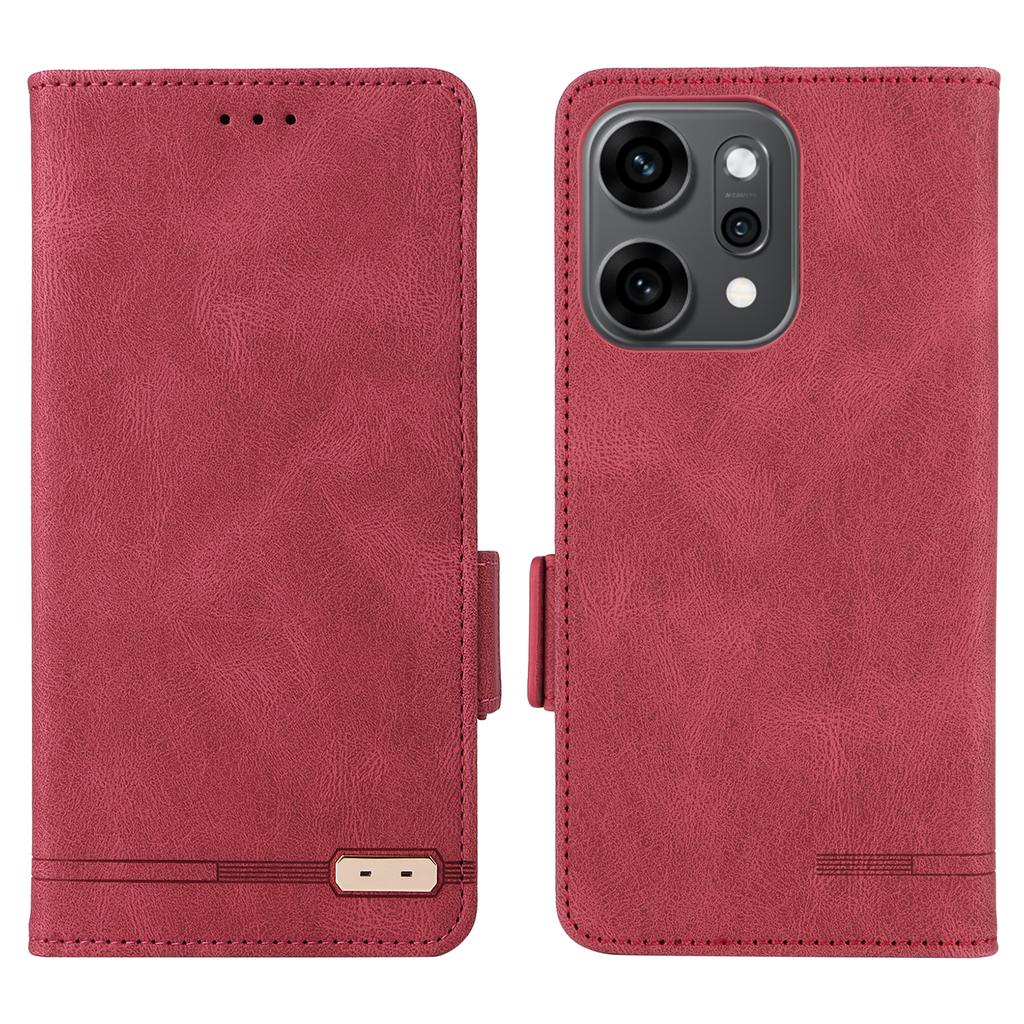 Dla Oppo Reno14 Pro 5G (Światowy) Etui Skórzane Portfel Klapka Pokrowiec na Telefon z Ozdobami Metalowymi