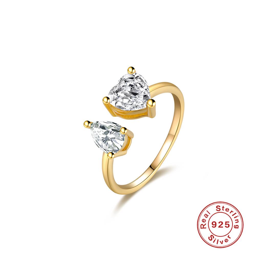 Stylish Simple Ring S925 Sterling Silver Personality Cross Drop Open Ring Cross Hipster Ring