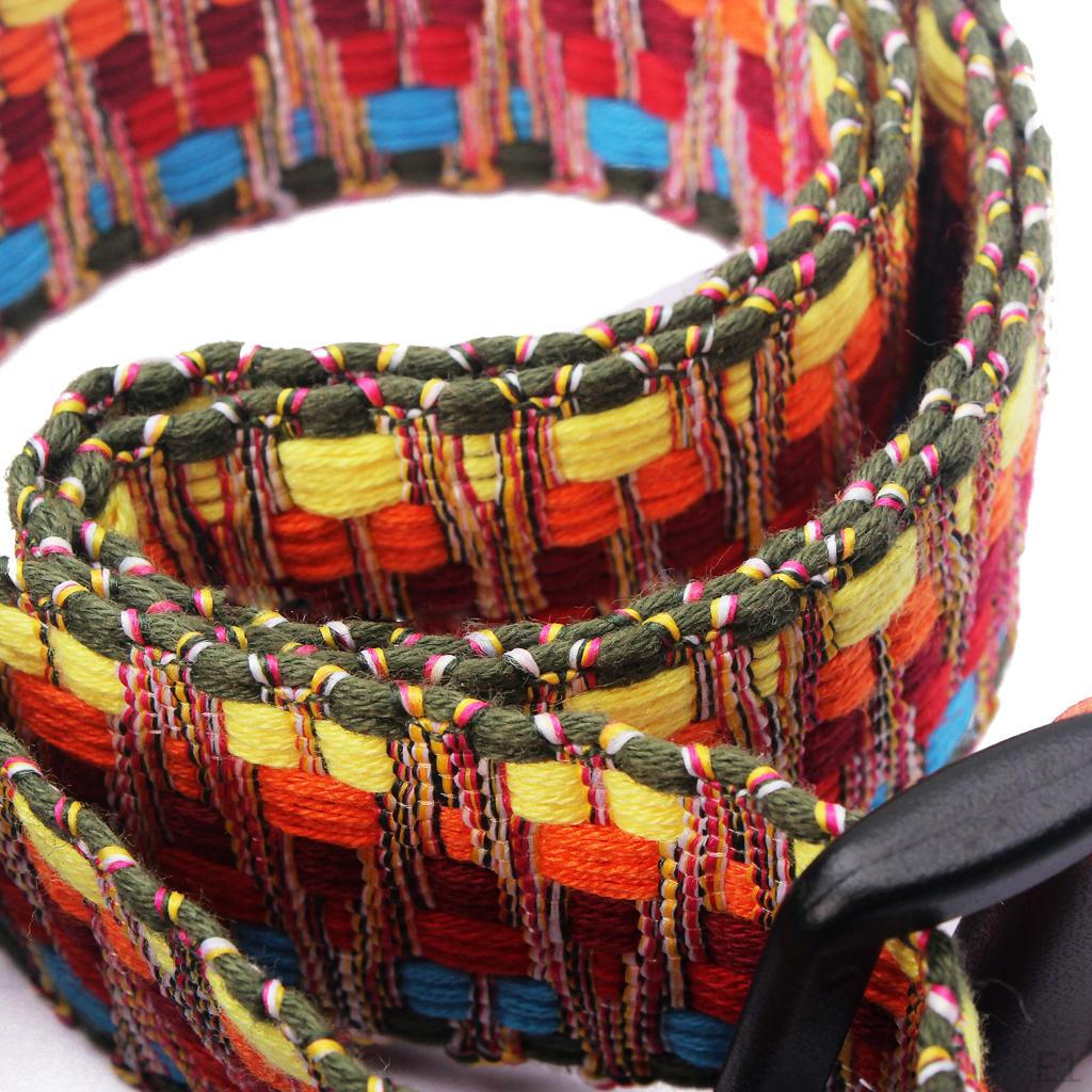 Vintage Stripy Design Leather Ends Guitar/Bass Strap for Ukulele Banjo Parts