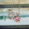 Cute Cat Crystal Pendant Women Girl Necklaces Jewelry Alloy Long Chains Jewelry