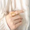 Geometric Titanium Steel 18K Gold Open Ring - European American Trendy Hip Hop Jewelry for Women