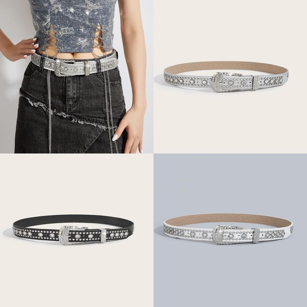 Trendy Punk Rivet Rhinestone Waist Belt With European And American Style