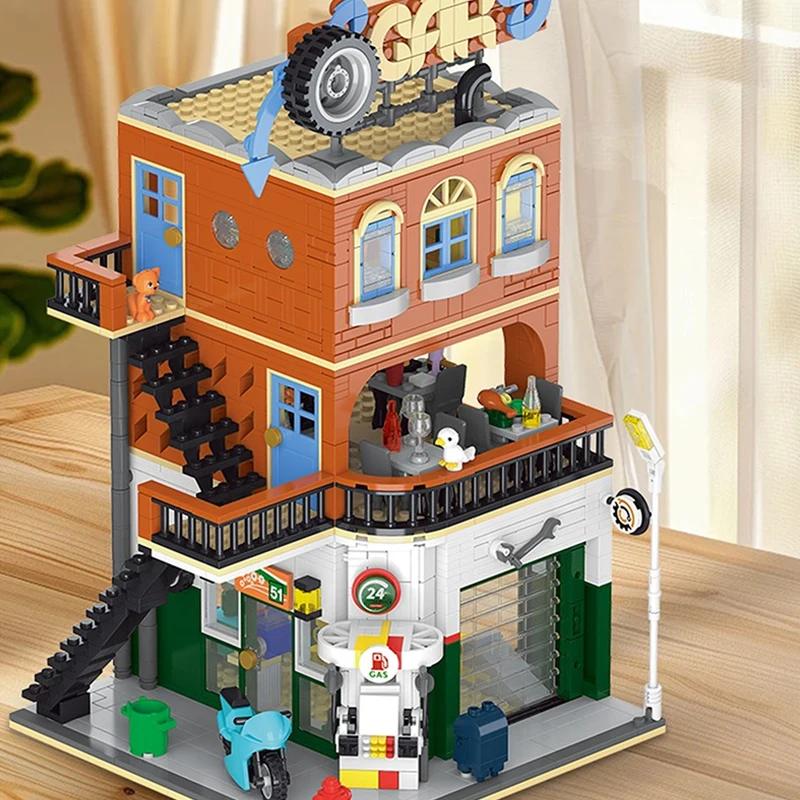 High-Quality 1637Pcs High-Quality Cities High-Quality Repair High-Quality Shop High-Quality Building High-Quality Blocks Vintage style Urban area