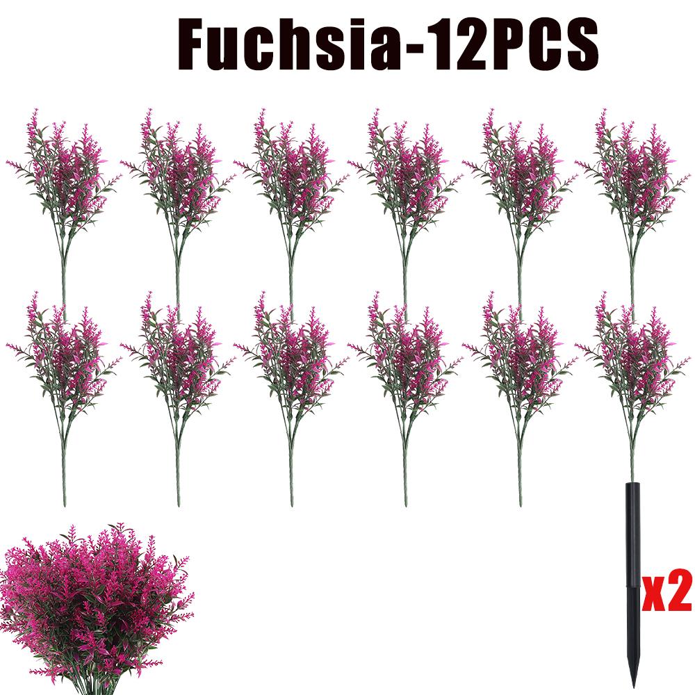 6-18PCS Bundles Artificial Lavender Flowers Outdoor Flowers Uv Resistant Artificial Plants Fake Shrubs Flowers Greenery Bushes