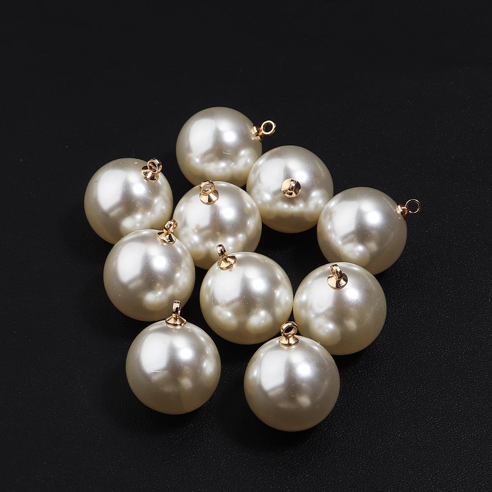 10-20 pcs/lot 6-20mm Round ABS Imitation Pearl Beads Pendant Beige White Charms For Jewelry Making DIY Fashion Necklace Earrings