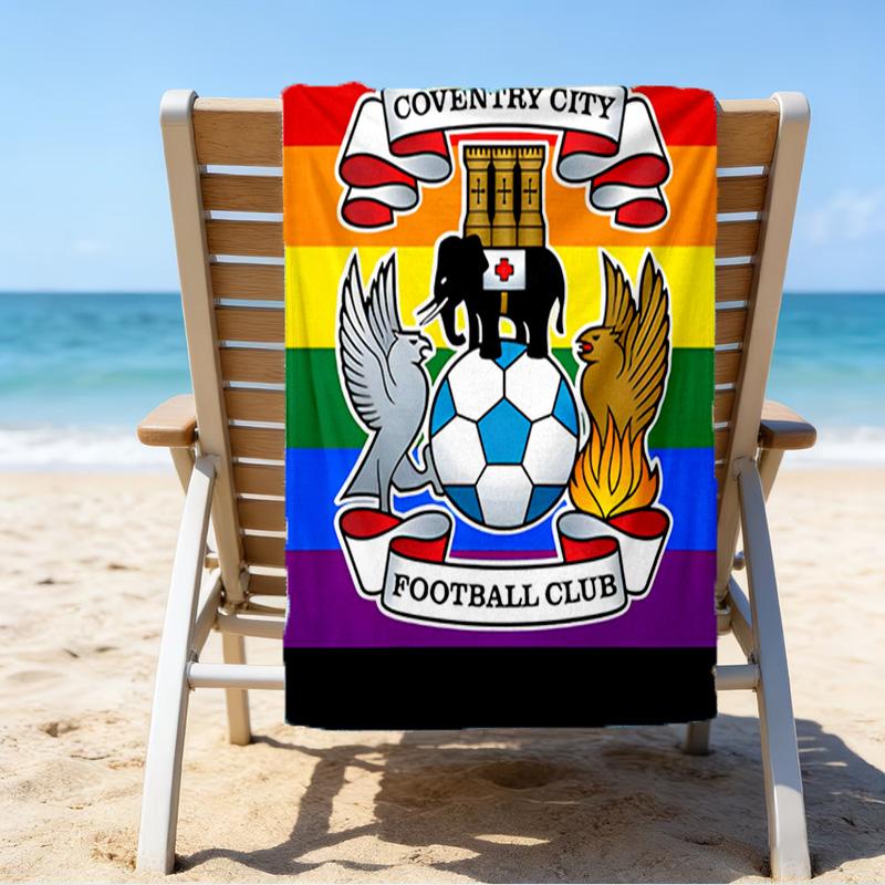 Strandtuch mit aufgedrucktem Wappen des Coven-try Football Club, superweiche Mikrofaser, perfektes Geschenk zum Geburtstag, für Pool, Strand, Reisen, für Familie und Freunde