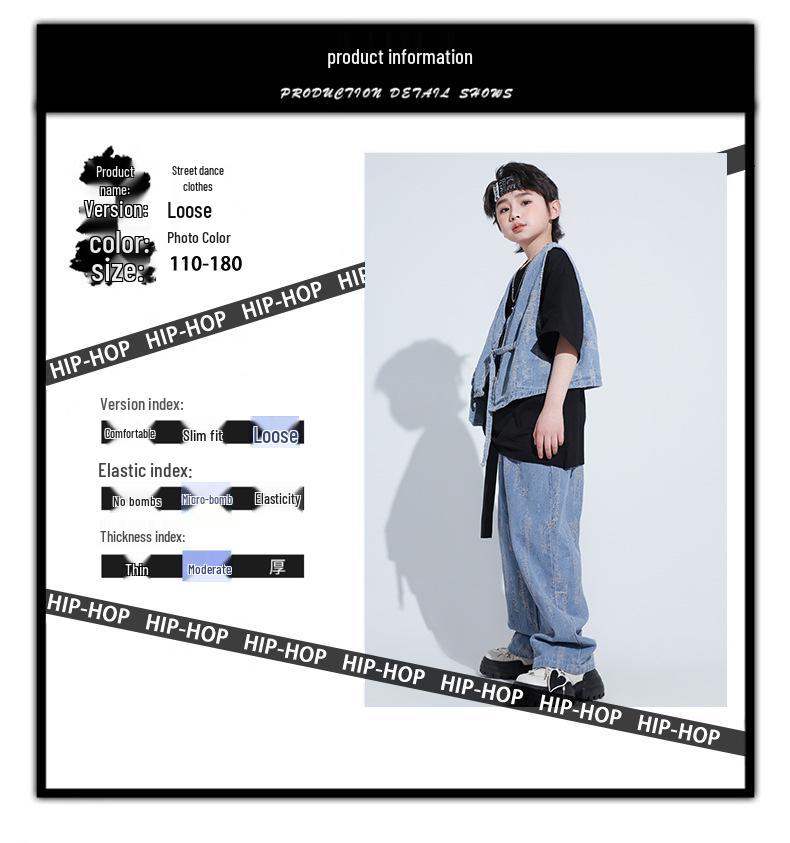 Girls' Japanese Street Dance Jazz Costume - Children's Hip-Hop Performance Outfit