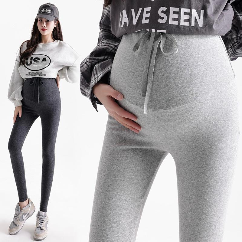 

New Spring Maternity Leggings: Versatile, Pure Cotton, Slimming and Elastic Tummy Support Long Pants Large чорний