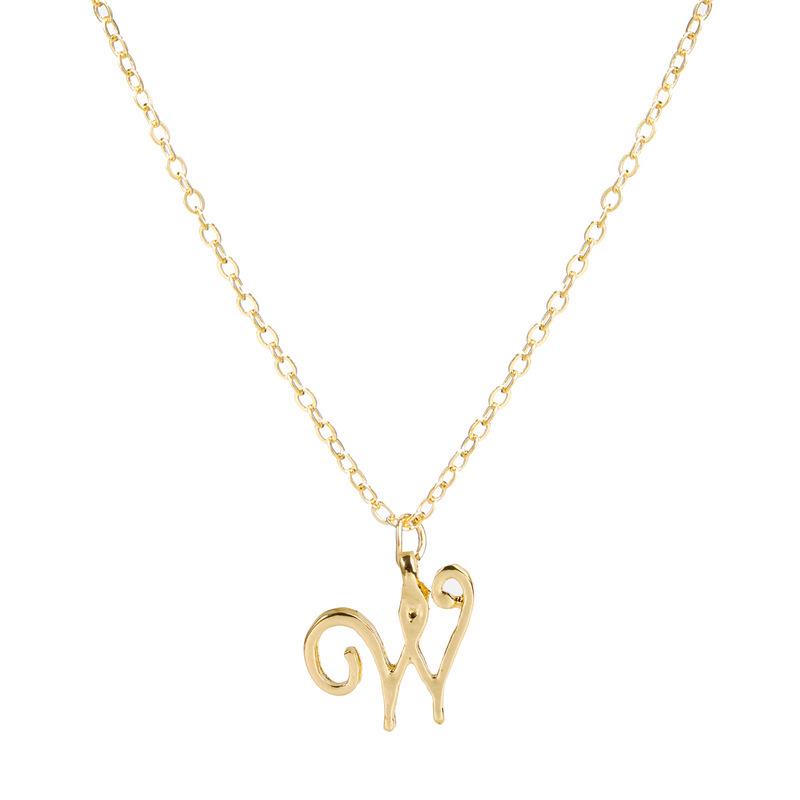 Elegant 26-Letter Uppercase Pendant Necklace: Simple and Fashionable European-American Clavicle Chain with Niche Design