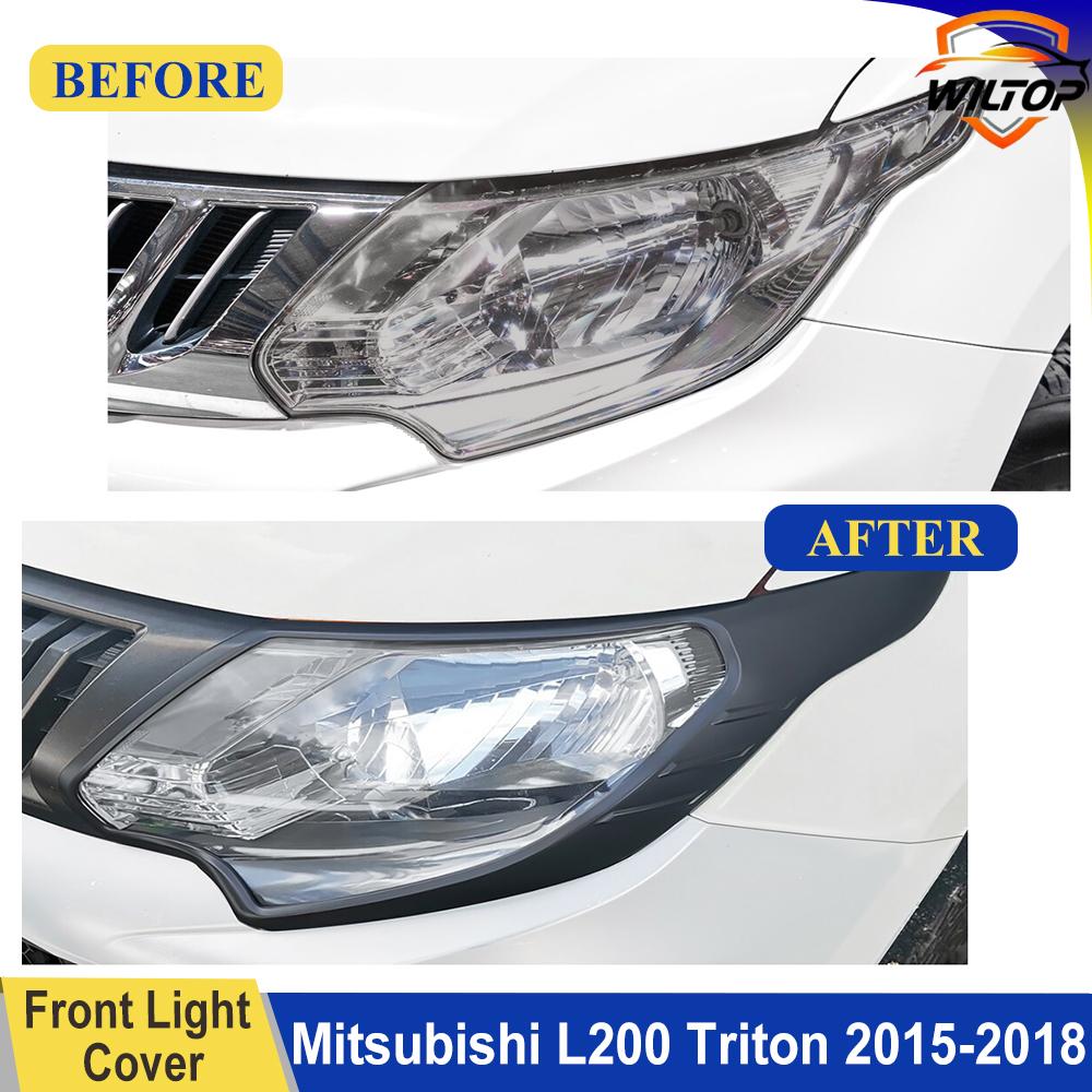 Headlight Tail Light Cover For Mitsubishi L200 Triton 2015-2018 Matte Black Lamp Hood Protector Cover Car Exterior Accessorie