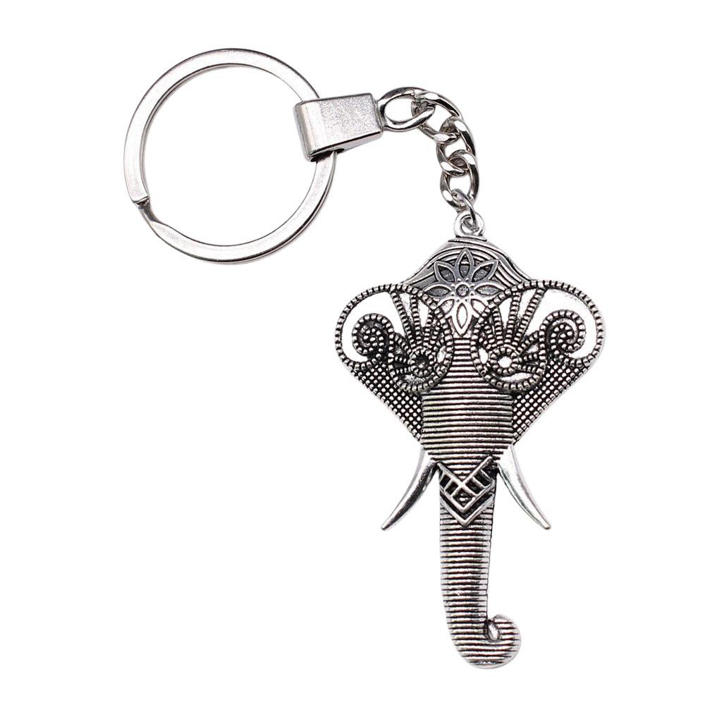 Pendentifs Porte-clés Éléphant Amoureux des Animaux Bijoux en Métal Artisanat Anneau 30mm