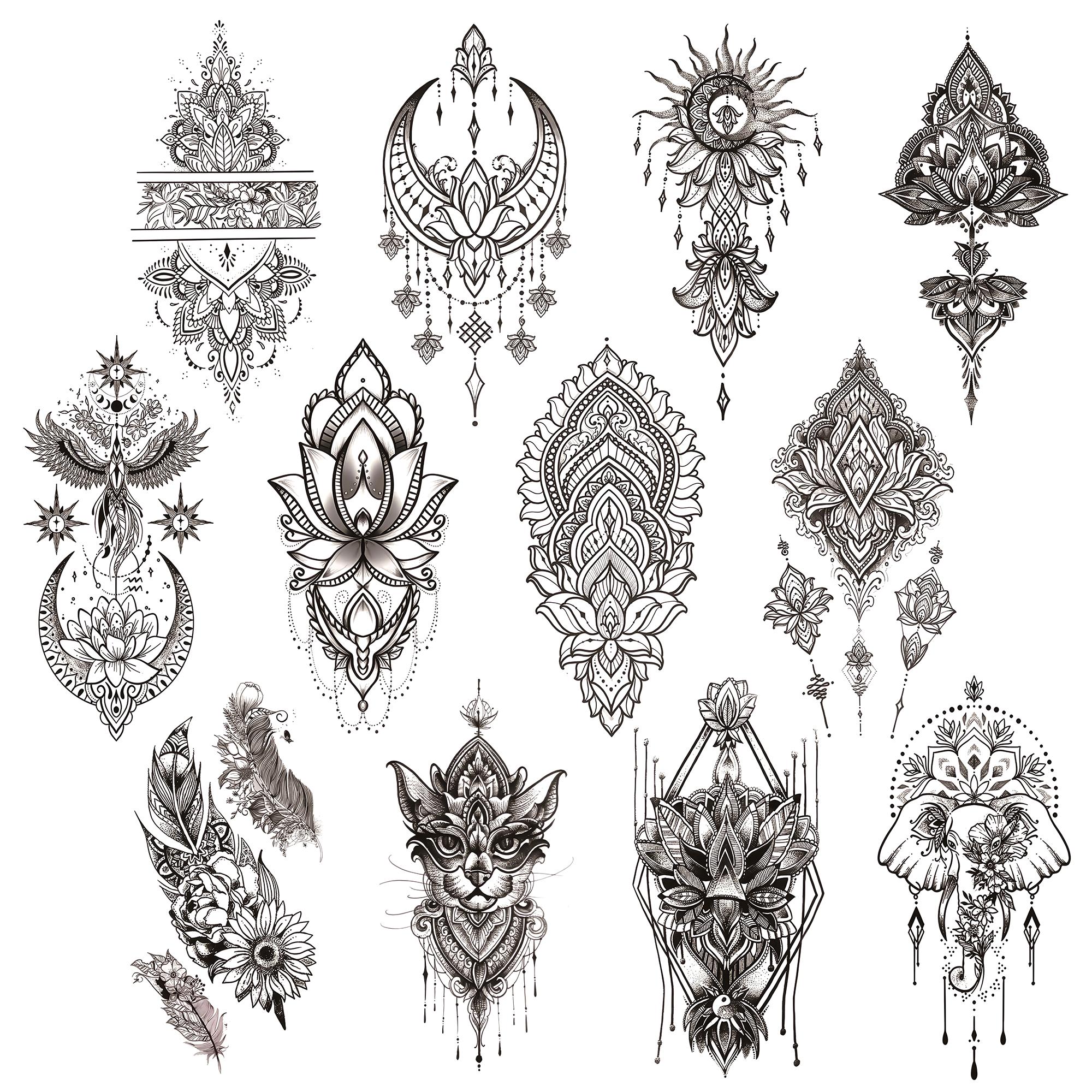 

12 Sheets Temporary Tattoo Stickers, Durable Designs for Body Art, Easy to Apply and Remove, Waterproof Temporary Tattoos