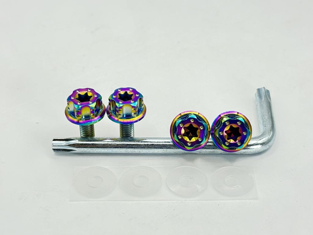 Kuroobaa Titanium Car License Plate Bolts Anti-Theft Screws with L Wrench M6*15mm Set of 4 (Rainbow)
