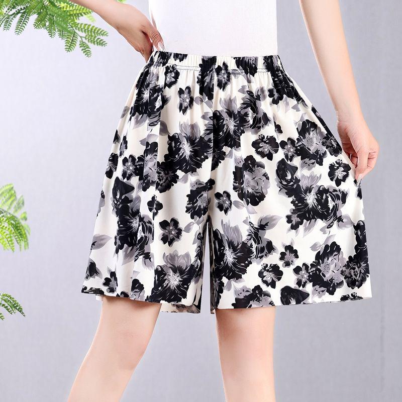 Pantaloncini Pigiama Estivi da Donna Taglie Forti in Seta Ghiacciata - Larghi, Sottili, di Media Lunghezza, Gamba Larga per Comfort