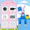 8ft Giant Inflatable Easter Bunny with LED Lights Outdoor Yard Decoration Blow up White Rabbit with Top Hat and Basket