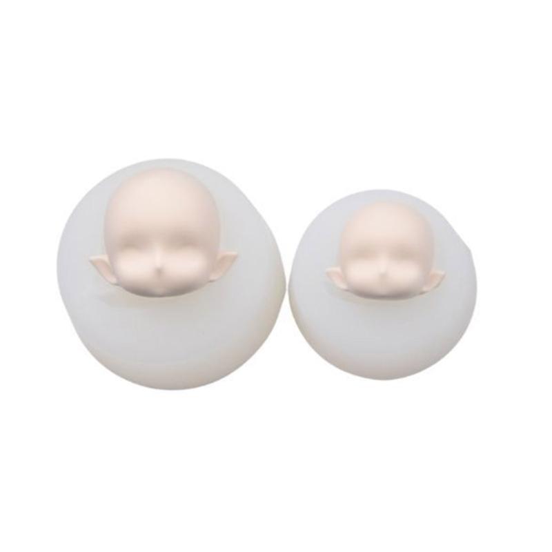 BJD Human Face Mold OB11 Soft Ceramic Q Version Happy Closed Eyes Ultra Light Clay Fondant Silicone Mold 4.5cm 6cm