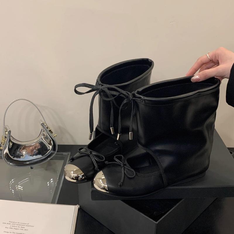 Modne Niszowe Design Okrągły Nosek Buty Mary Jane Damskie Sznurowane Kokardka Płaskie Baleriny Płaskie Letnie Klapki Buty