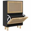 VidaXL Armoire à chaussures Noir 52x25x80 cm Bois d'ingénierie/rotin 345646