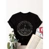 T-shirt da donna con stampa Luna Montagna Girocollo Manica Corta Casual Top Primavera Estate
