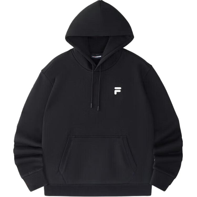 Fila Fusion Loose Knit Hooded Pullover Fleece Sweatshirt Men sweatshirt Black T11U433206F-BK