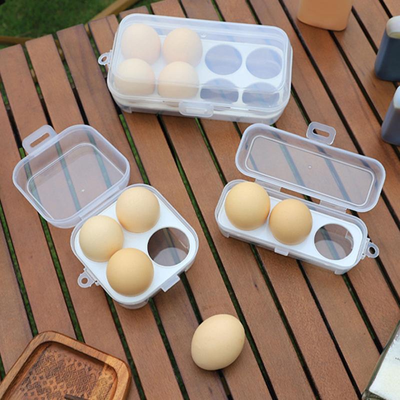 3/4/8 Grids Portable Egg Box Outdoor Transparent Egg Organizer Box For Camping Picnic Barbecue Practical Outdoor Accessories