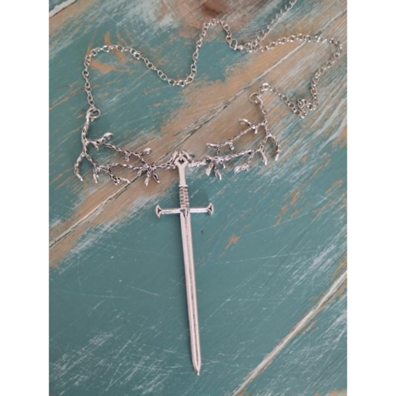 Punk Sword-Pendant Necklace Gothic Tree Branch Chain Sword-Hip Hop Silver Y2k Necklace Jewelry Medieval-Ornament Gifts