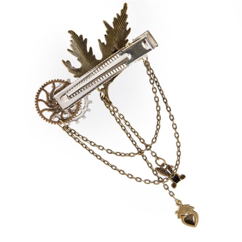 Broche Vintage avec Engrenage Broche Steampunk Épinglette Multi-usage Barrettes à Cheveux Femmes Pince à Cheveux Décorative Bijoux de Cheveux Style Punk