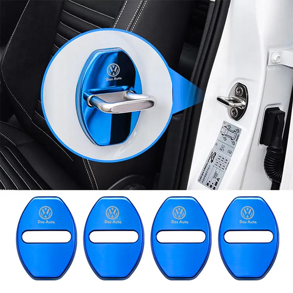 HIJK1 4pcs Car Door Lock Cover Badge Valve Cap for Volkswagen Golf 7 GTI CC Passat GTD B6 Mk4 VW Tiguan Mk7 Scirocco Auto Accessories