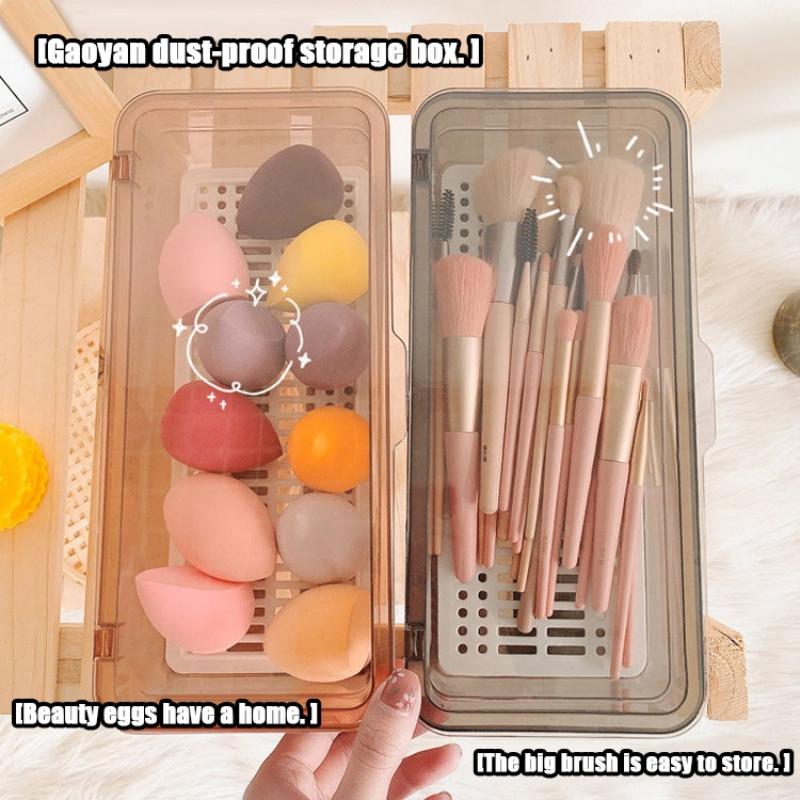 Creative Brush Storage Box with Lid Dustproof Makeup Portable Desktop Transparent Storage Bucket