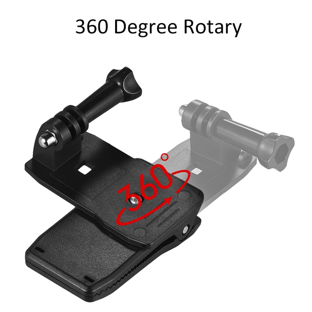 Backpack Strap Cap Clip Mount 360 Degree Rotary Clamp Arm for GoPro Hero 7 6 5 4 3+ for Xiaomi Yi Lite 4K + Action