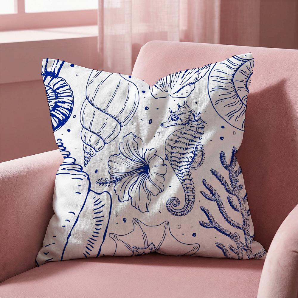 Marine animals Cushion Cover Multi-Scene Pillow Cover for Home & Car - Reversible, Soft & Durable for Daily Use