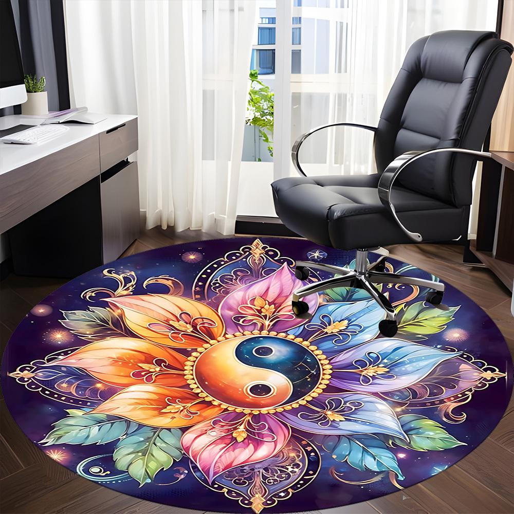 1PC Yin Yang Symbol Chair Carpet for Office, Indoor Non-Slip Washable Carpet, Soft Comfortable Mat For Office Room Yy250930301
