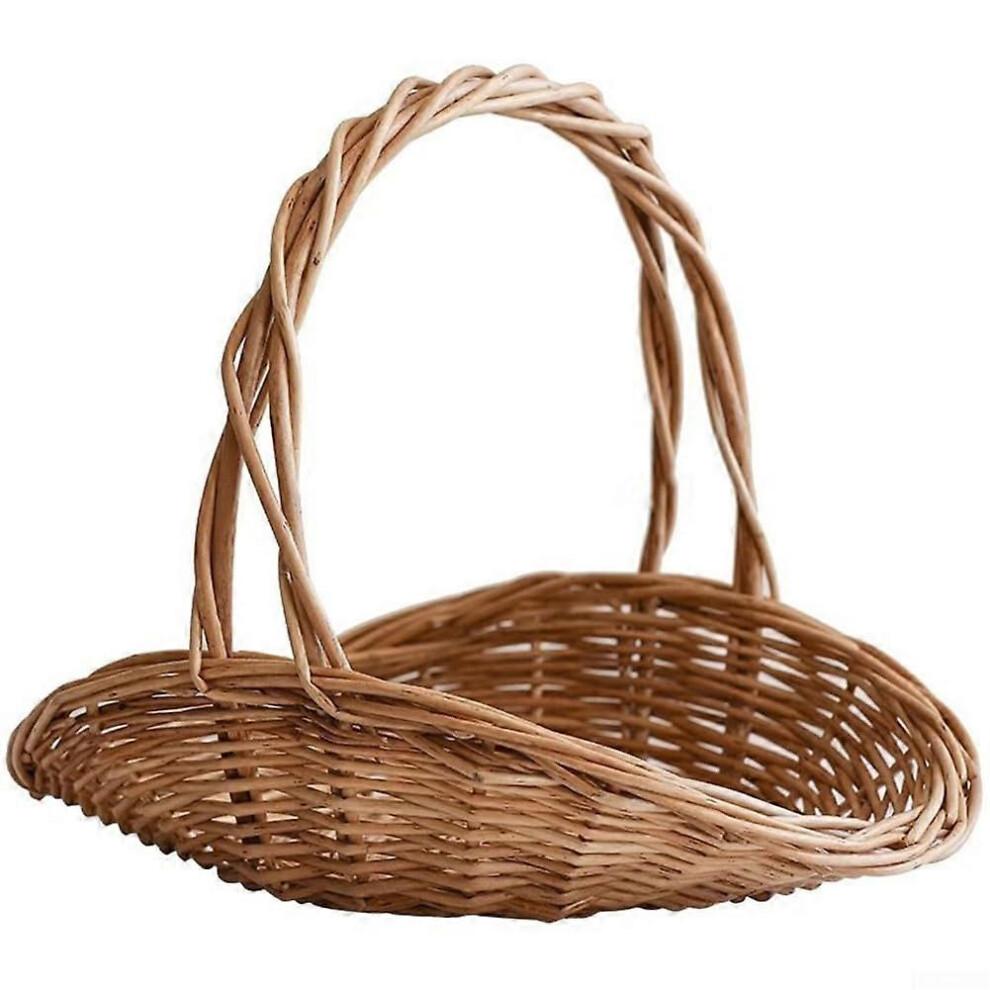 Small Oval Wicker Picnic Basket with Handle for Picnics, Fruit Storage and Home Organisation