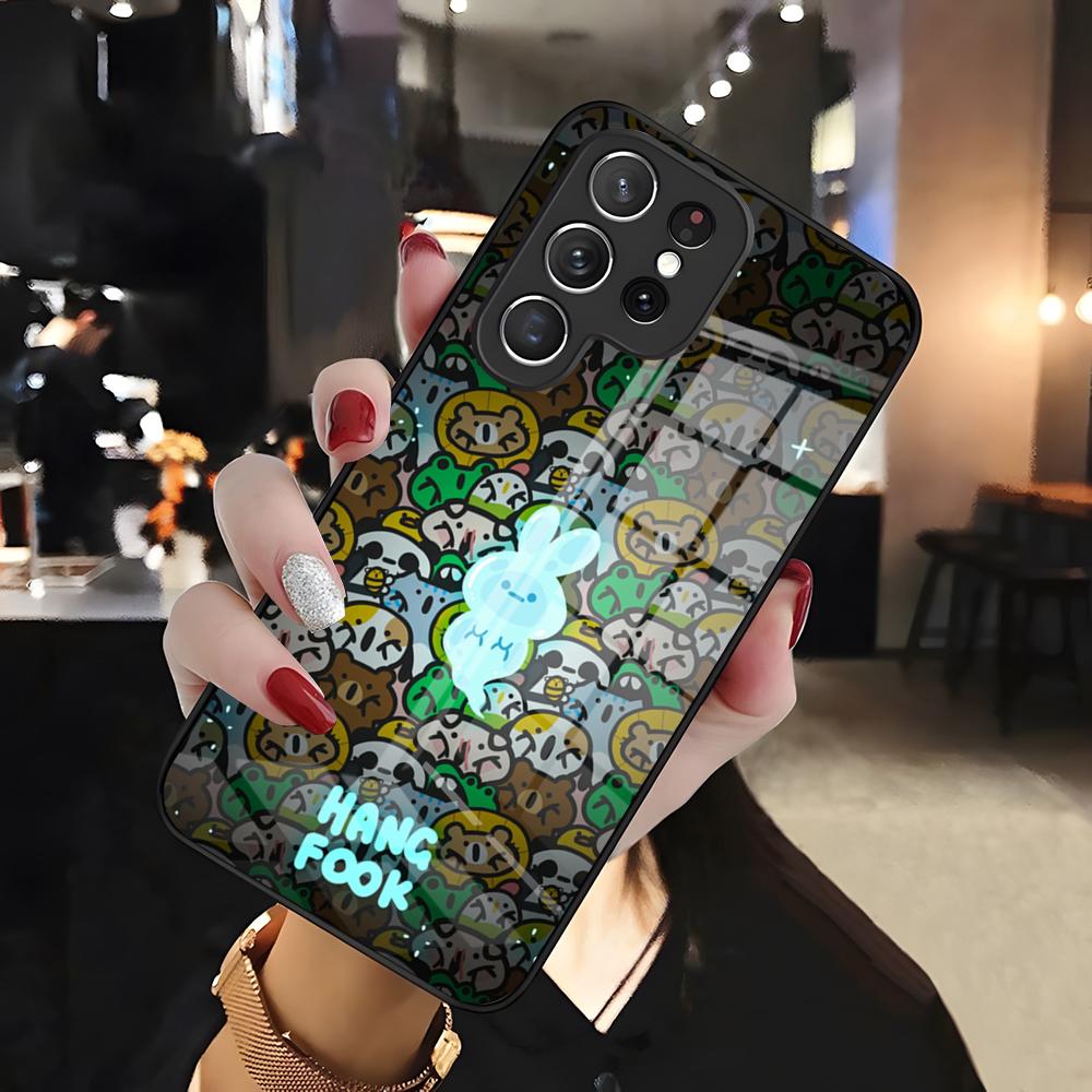 

Hangfook Cute Phone Case For Samsung S26 S25 Edge Ultra 24 23 22 21 Ultra Plus Fe A55 56 15 4G 5G Glass Cover Galaxy S26