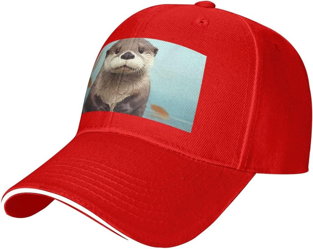 Cute Otter Animal Print Baseball Cap Polyester Adjustable Casual Summer Baseball Hat for Adults