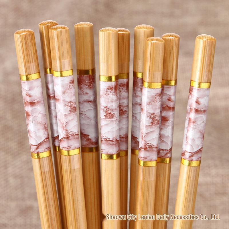 All-Platform Marble Print Mold-Proof Anti-Slip Five-Color Natural Nanmu Bamboo Chopsticks