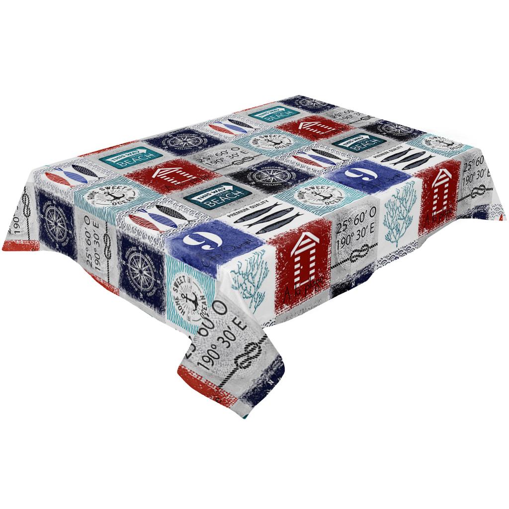 Marine Texturierte Anker Fisch Koralle Tischdecke Feiertagsdeko Wasserdichte Rechteckige Tischdecken Hochzeitsdeko Tischdecke