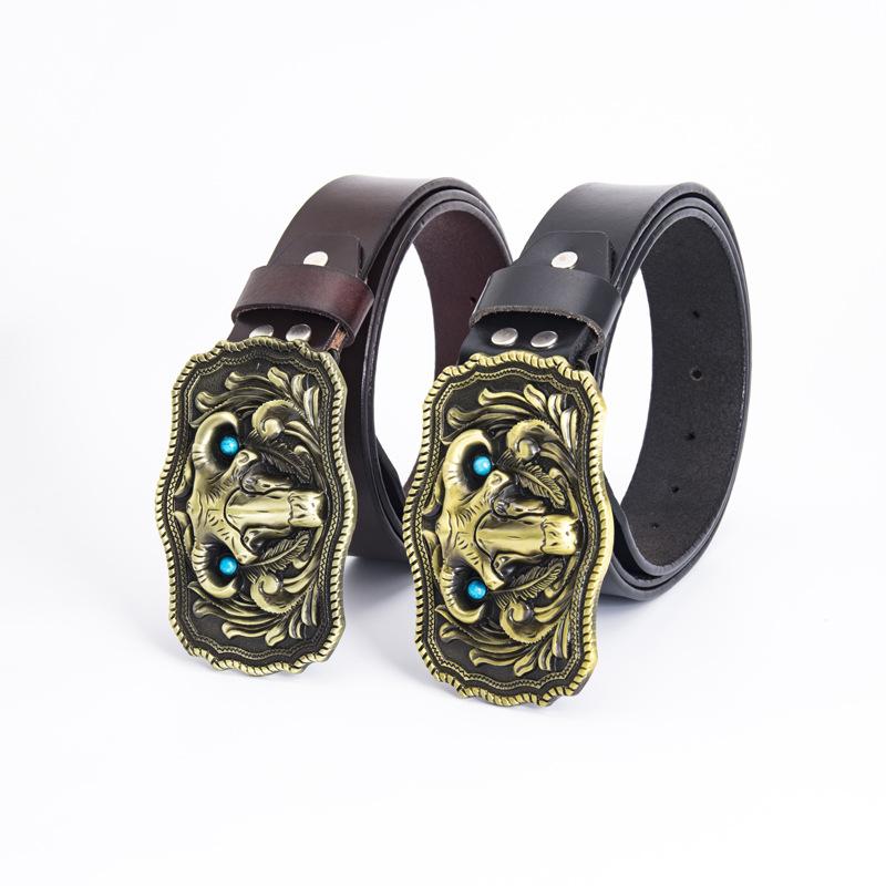 Sheep Totem Personality Ethnic Style Belt Fashion Whole Cowhide Retro Belt Ghost Knights Jeans Belt