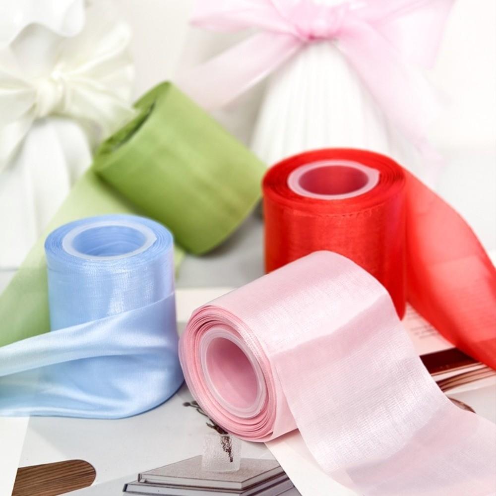 8cm 8CM Wide Flowing Light Ribbon Sparkling Material Gift Wrapping Tape Satin Ribbons Chiffon Organza Bouquet Decoration Ribbon
