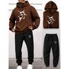 Swordfish Print Hooded Sweatshirt and Pants Two Piece Set Men's Sports Suit Casual Street Style Versatile for Daily Fishing Trips