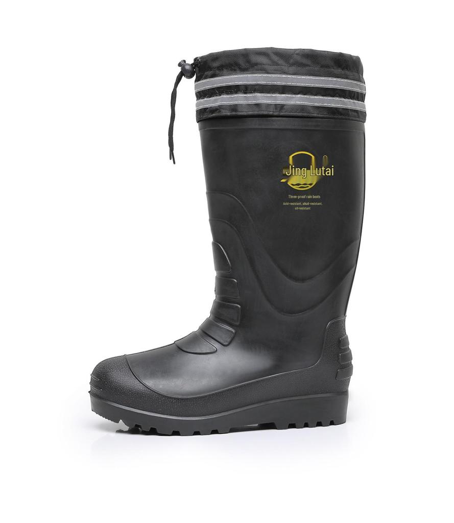 Lutai Herren PVC High-Top Regenstiefel - Verschleißfest, Kältebeständig, Plus Samt, Verdickt für Bau und Autowäsche.