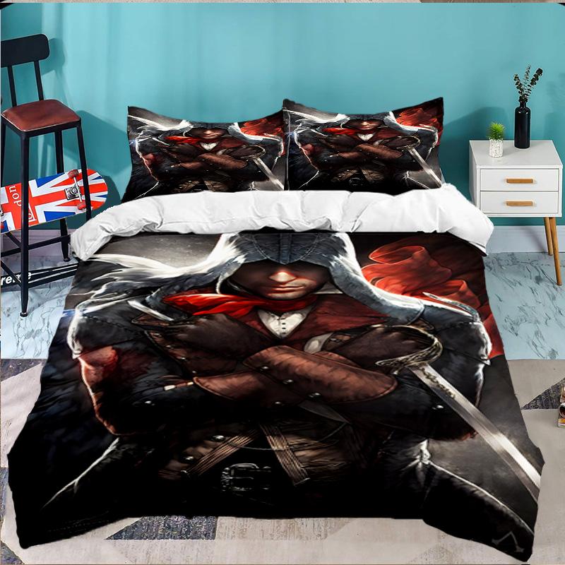 3PCS Assassin Bedding Set,Including 1pc Duvet Cover And 2pcs Pillowcases Perfect for Bedroom, Dormitory, Large size Fan Christmas gift