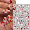 5D Cute Strawberry Nail Art Decals Summer Fruits Cherry Simple Daisy White Flowers Adhesive Sliders Stickers for Nail Manicures Tips