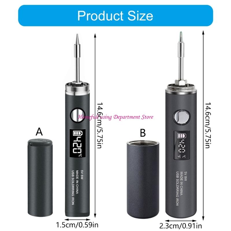  Miniature DC3.7V 8-10W USB Soldering Iron Tool USB Type C Operated  5Level Heat