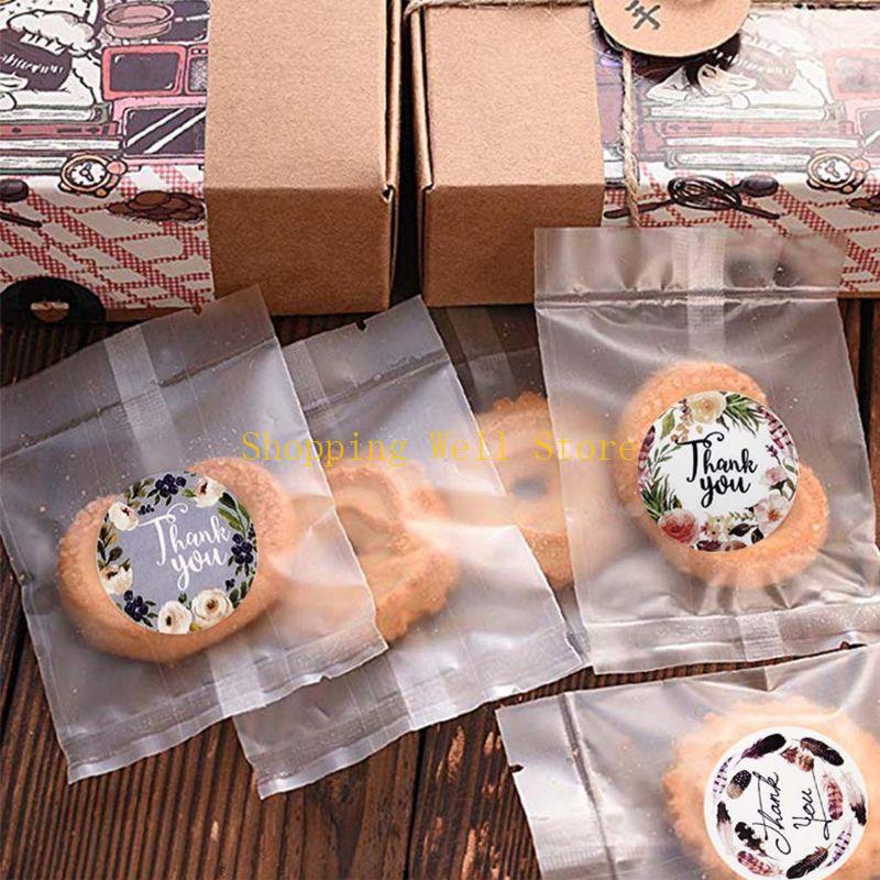 KX4B 500Counts Flower Thanks You Sticker 25mm Adhesive Packaging Labels Thanks You Labels Seal Sticker for Journal Notebook
