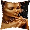 Pillowcase Bedroom Black and Gold African Woman  Living Room Pillow Decoration Cushion