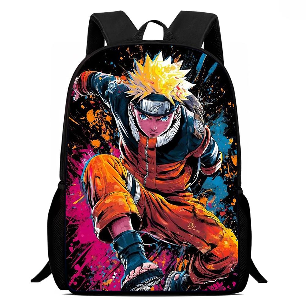 NARUTO Anime 15in Mochila Backpack with Adjustable Shoulder Straps, Kids Daily Lightweight School Bag for Boys & Girls Age 6-10