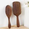 Durable High-End Solid Natural Wood Hairbrush for Women Salon Use Skin-Friendly Compact Styling Tool with Air Cushion