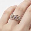 Rose Princess Square Diamond Ring, European and American Love-shaped Rose Gold Two-color Zircon Ring.