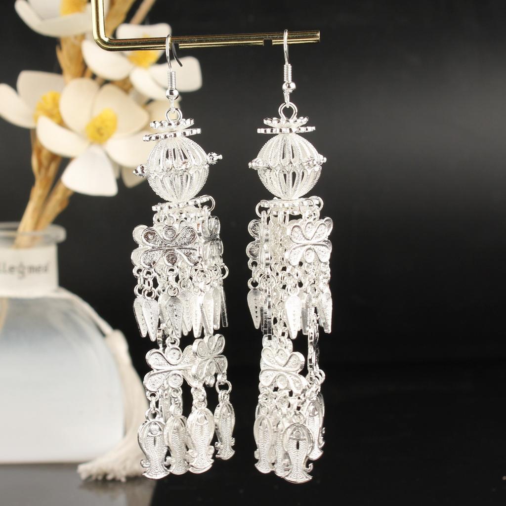 Turquoise Earrings Bohemian Drop Ear Earrings with Tassels, Geometric Alloy, Retro Style, Boastful Ear Accessories